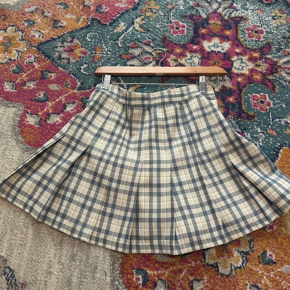 Pleated Plaid Mini Skirt Neutral Browns | Cottagecore Preppy Spring Skirt